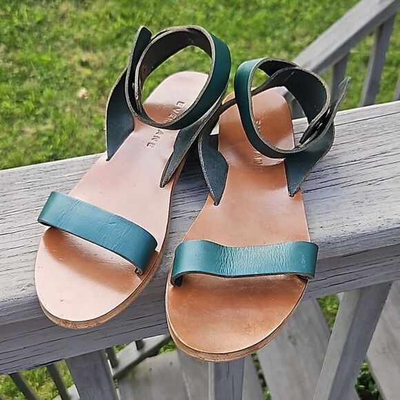 Everlane The Italian Ankle-Wrap Sandal hunter green size 7.5